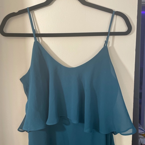 BCBGeneration Blue Jade Asymetrical Ruffle Dress Small - Picture 4 of 9